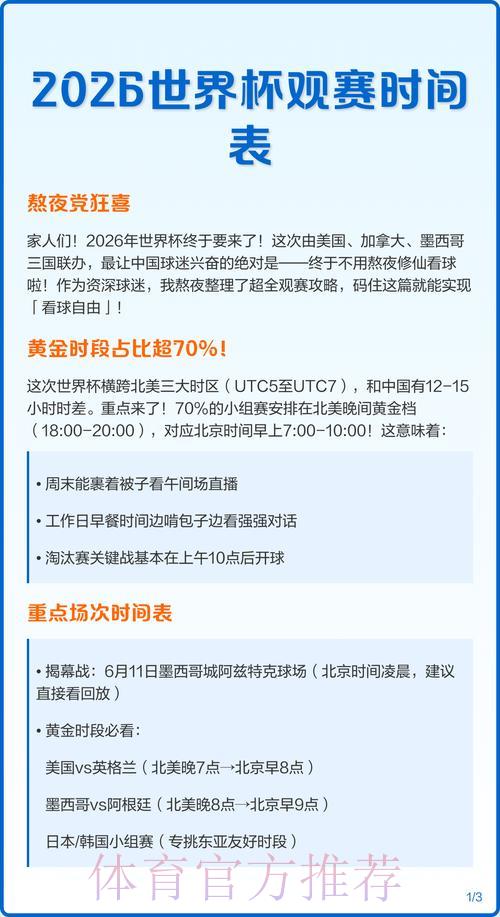 2026年世界杯赛事直播时间安排最新版